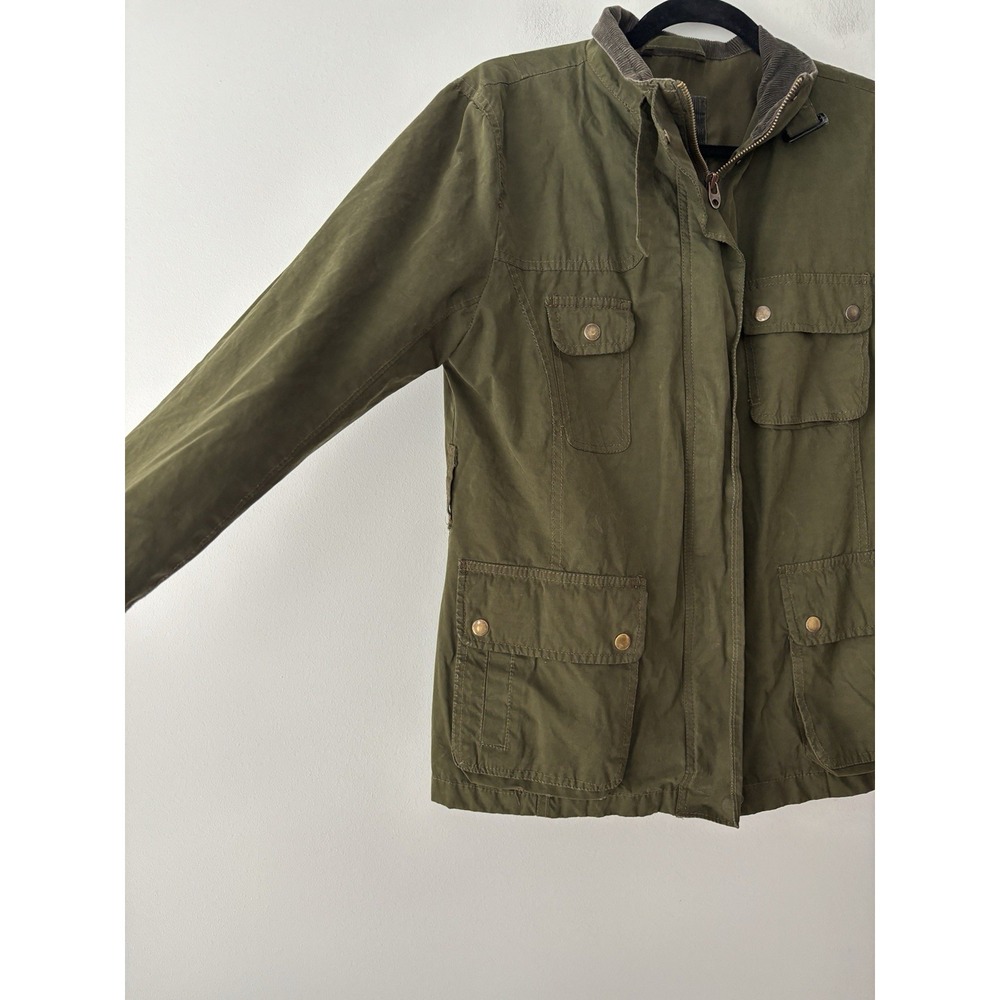 GAP Women's Green Full Zip Barn Jacket Chore Coat Corduroy Collar Size Medium - Picture 3 of 12
